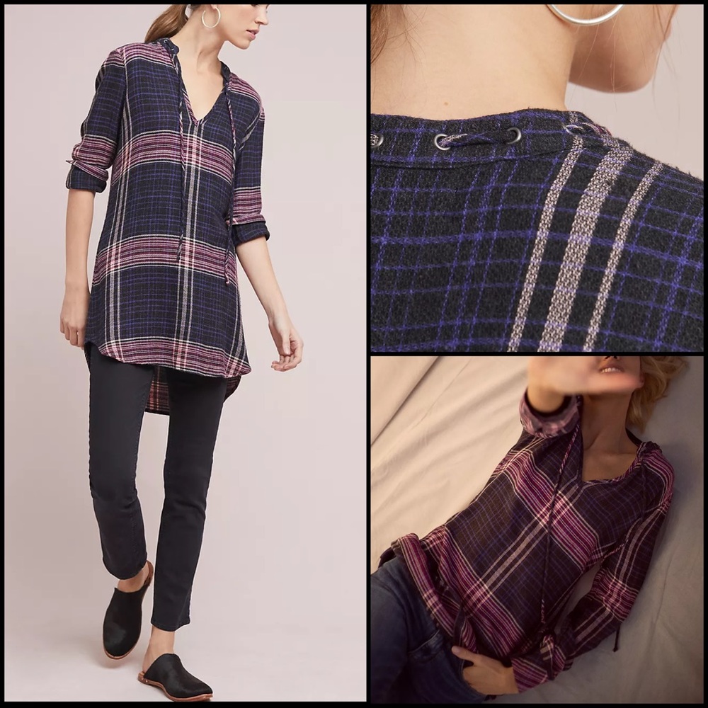 Anthro Cloth & Stone Stripe Tunic Dress Top - Picture 9 of 13